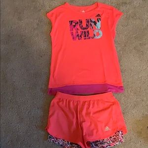 Girls Adidas shirt and shorts